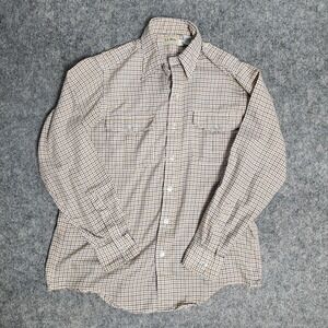 LL Bean VTG 80s Flannel Shirt Men M Multicolor Tattersall Plaid Combed Cotton